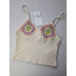 Zara Cream Crochet Detail Tank Top